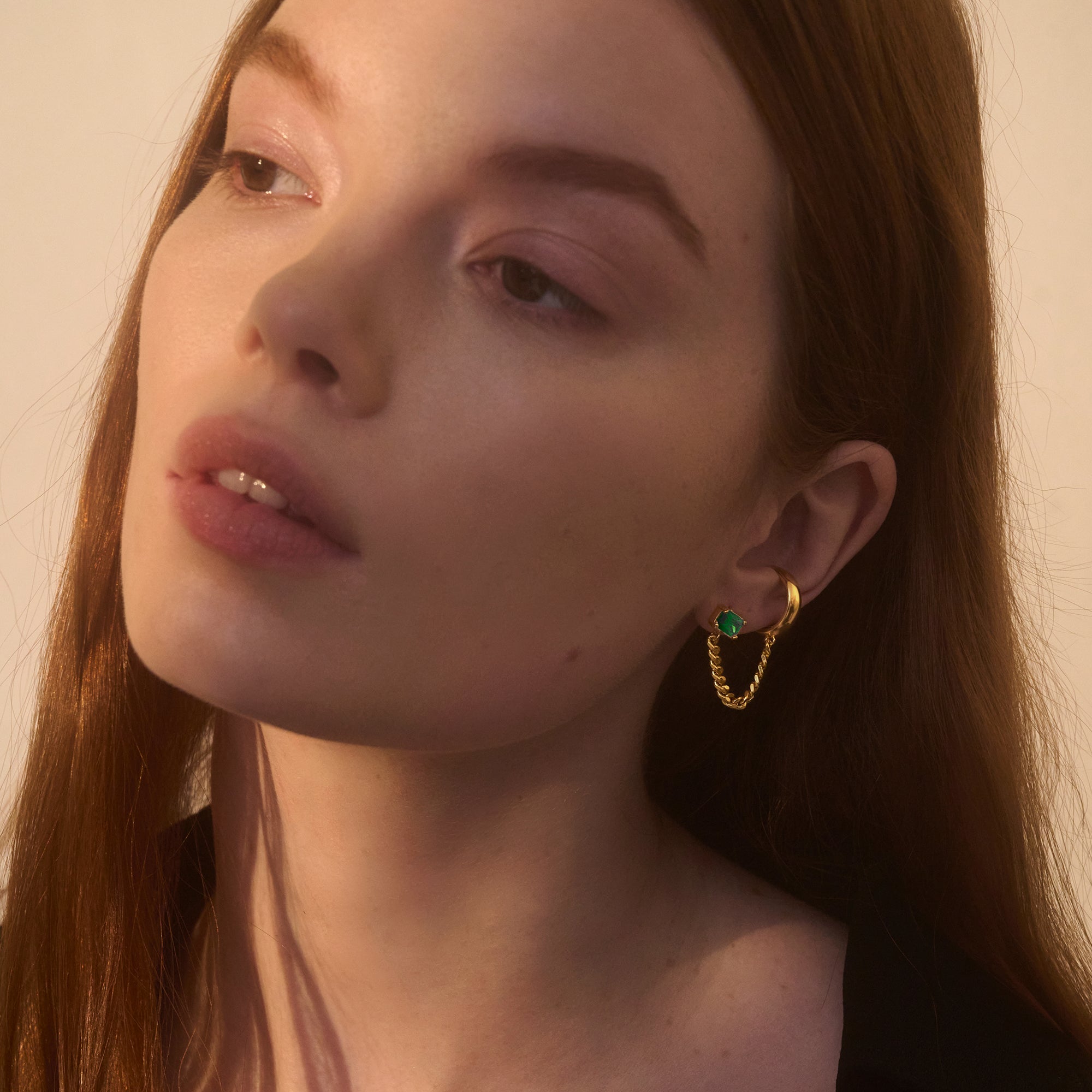Crystal Tether Earring in Gold