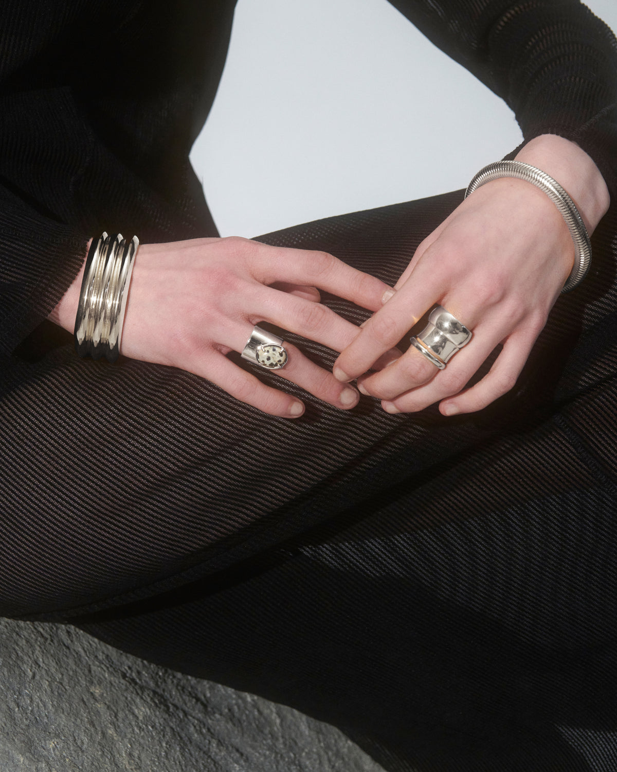 Dalmatian Offset Ring in Silver