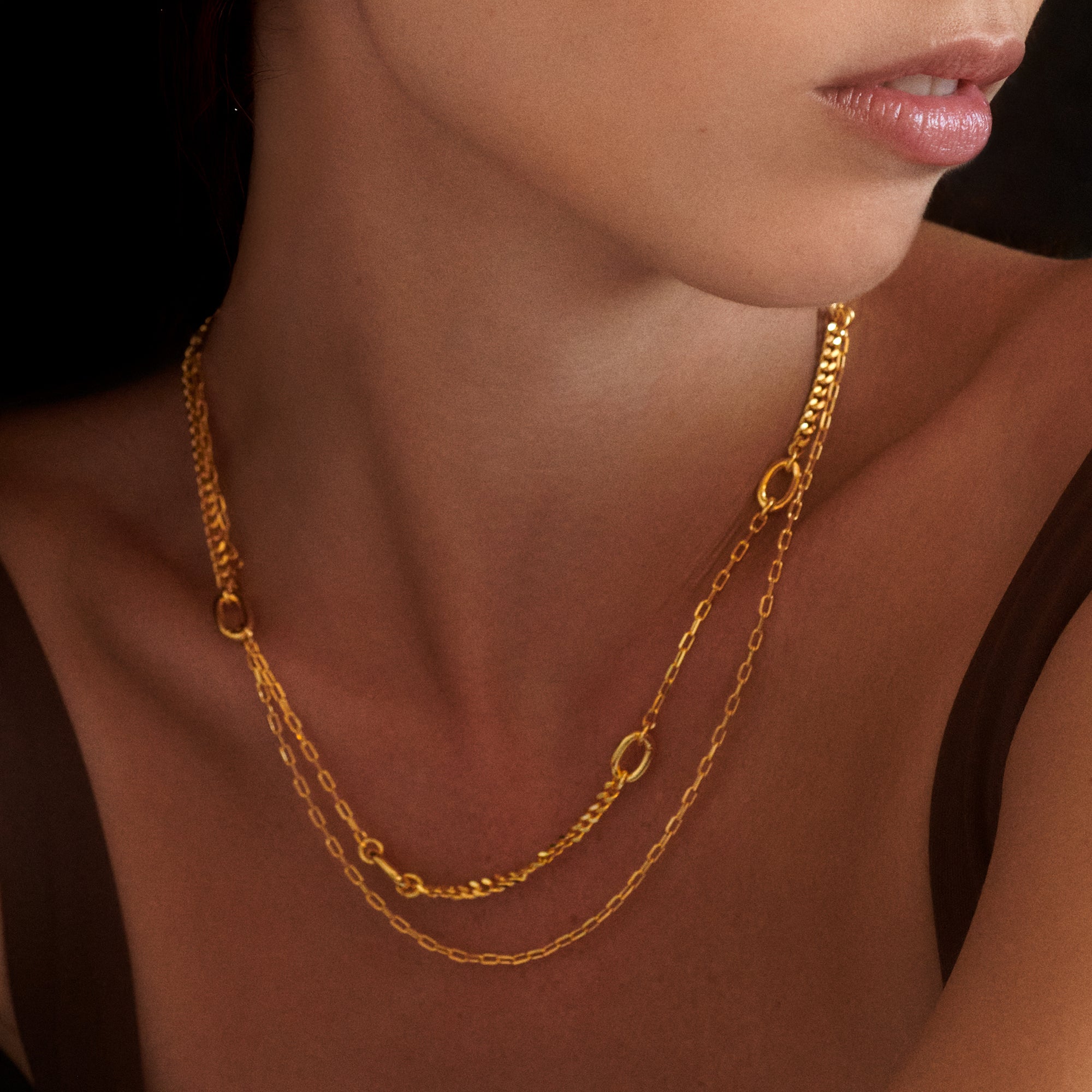 Dual Chain Necklace in Gold