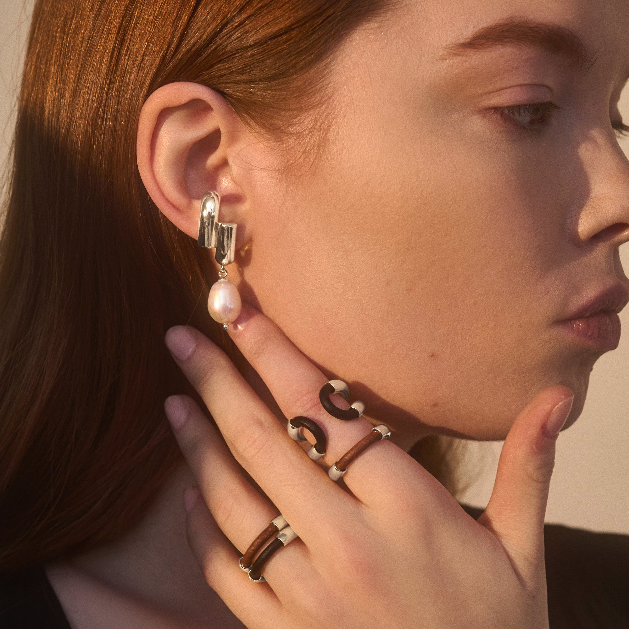 Hide Ring Set in Silver