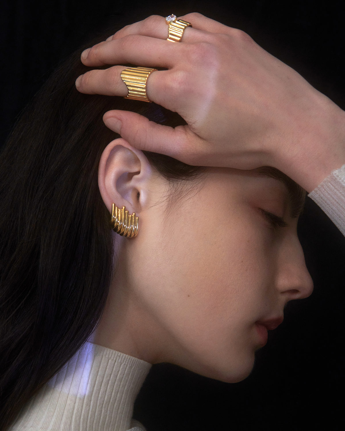 Strata Earrings in Gold