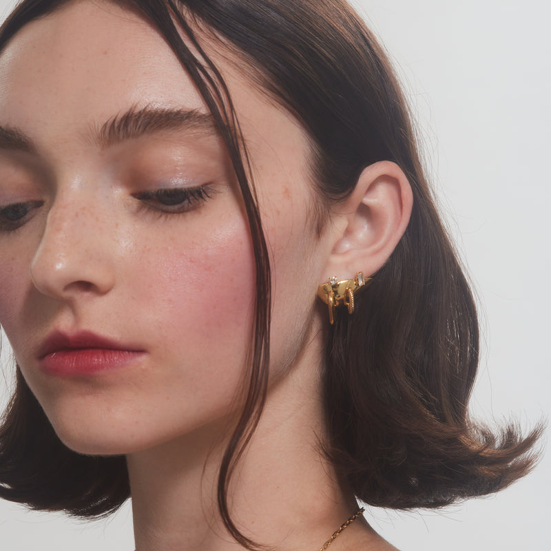 Pierced Lobe Earrings in Gold