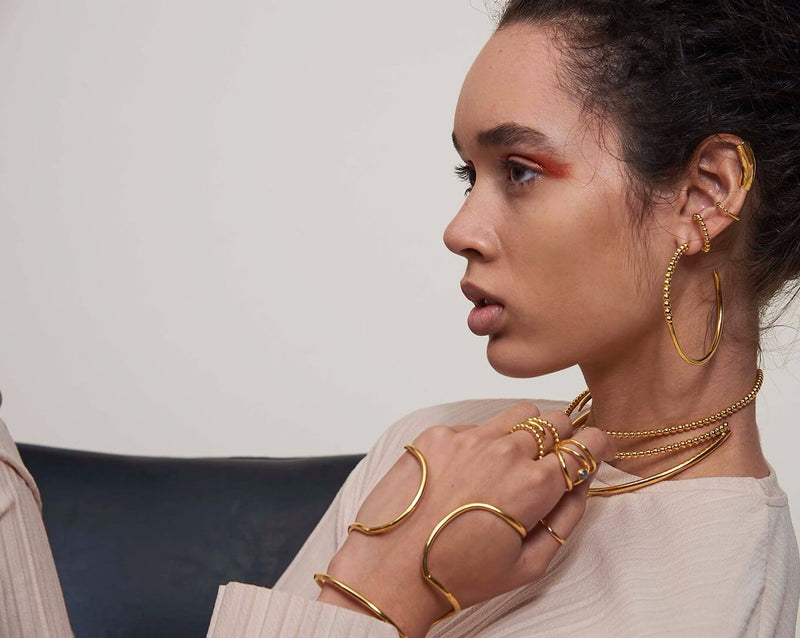 Lady Grey Gold Hoops