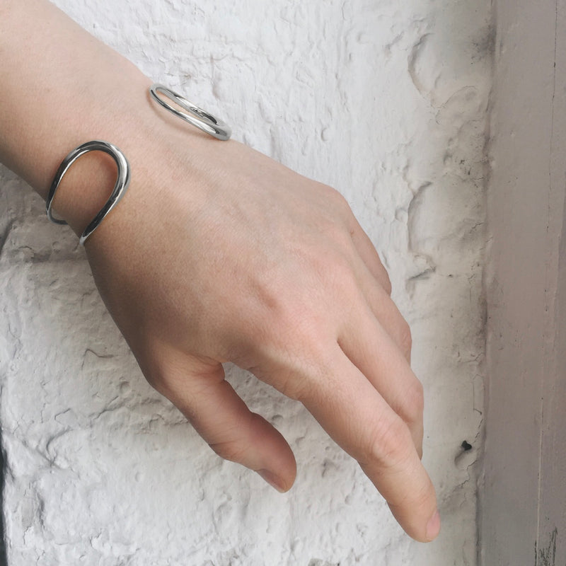 Lady Grey Jewelry Alter Bangle in Rhodium