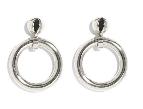 Cat Eye Hoops Silver Crushed Jet