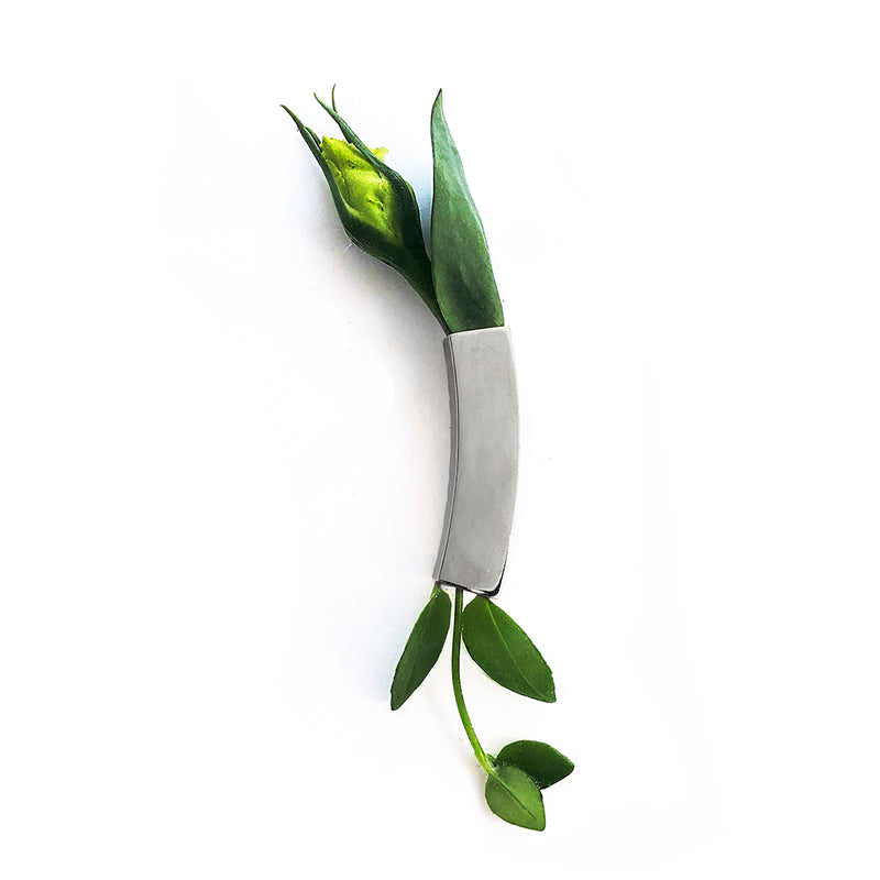 Lady Grey Jewelry Curve Botanical Brooch in Silver