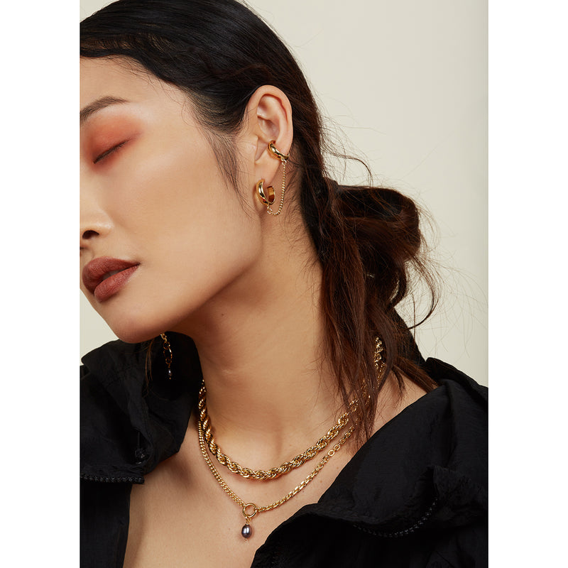 Dome Tether Earring in Gold