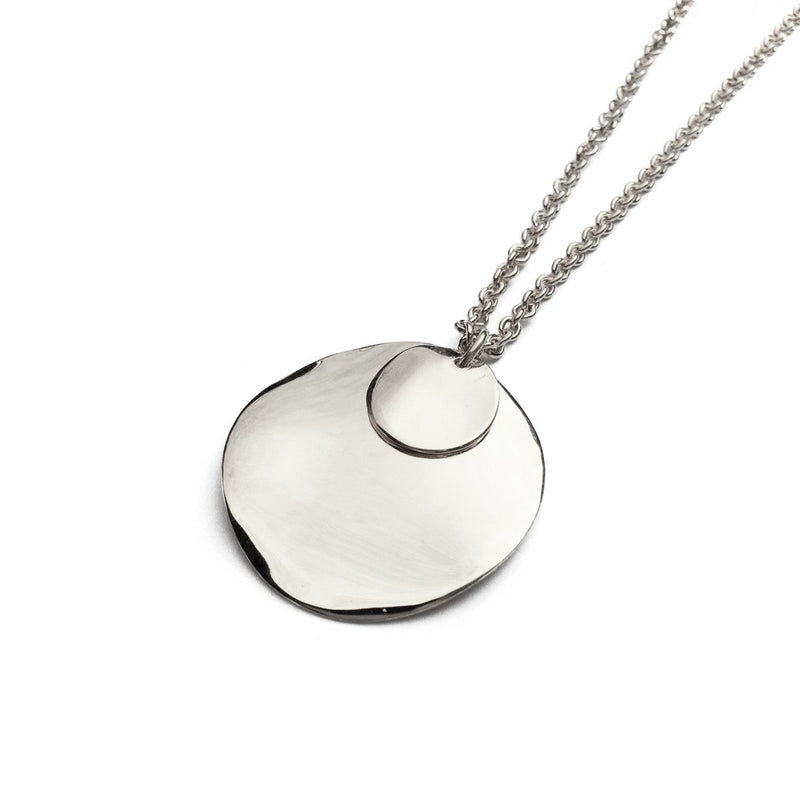 Wave Disc Necklace in Silver