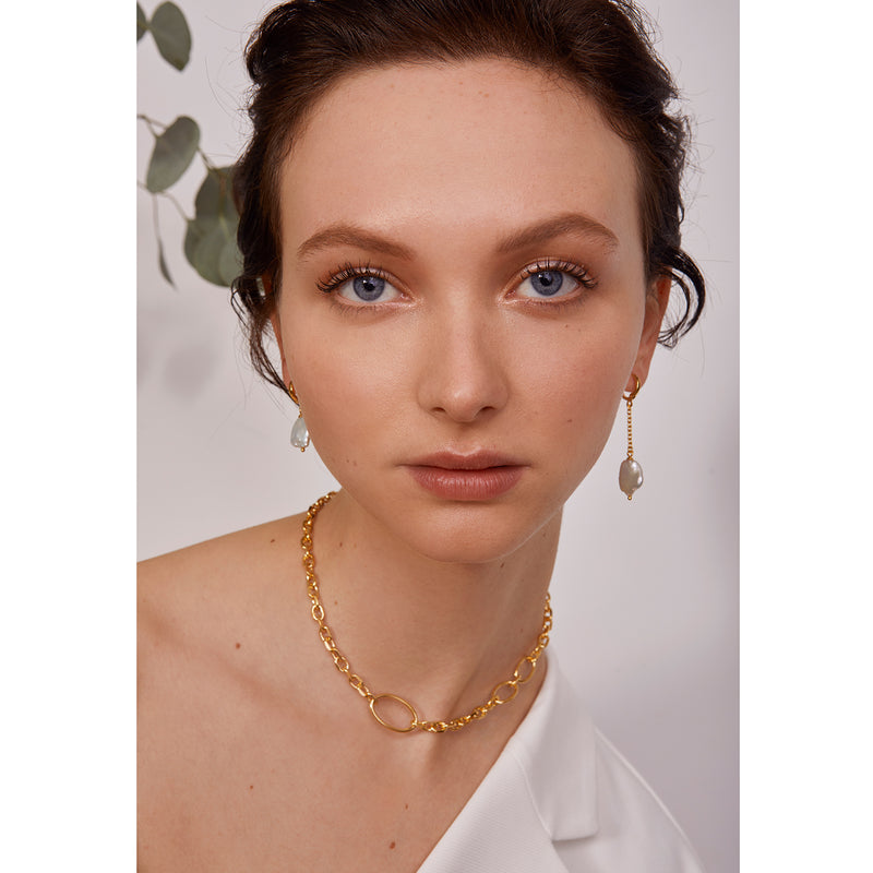 Oval Link Necklace in Rhodium