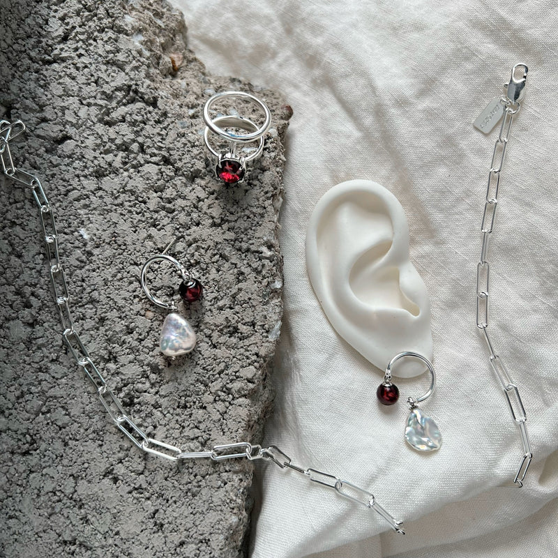 Offset Earring in Silver