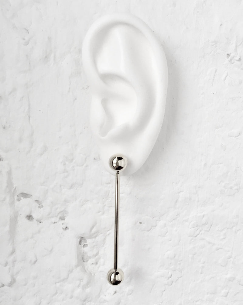 Barbell Earrings in Silver