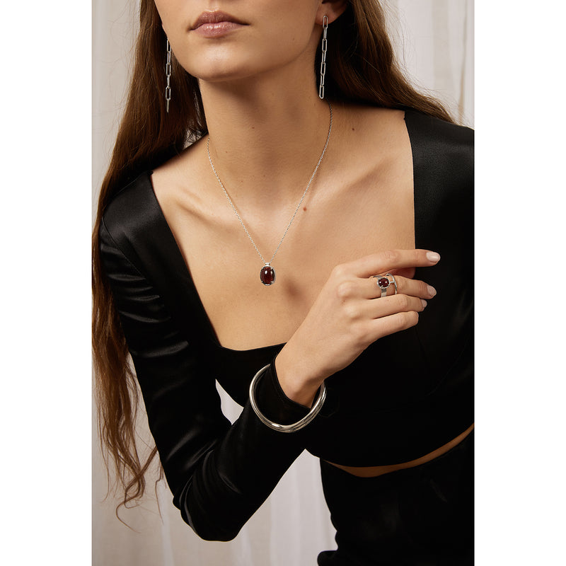 Garnet Pendant in Silver