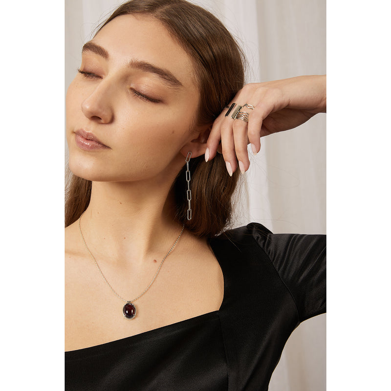 Garnet Pendant in Silver