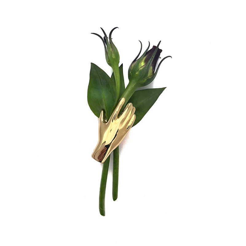Lady Grey Jewelry Hand Botanical Brooch in Gold
