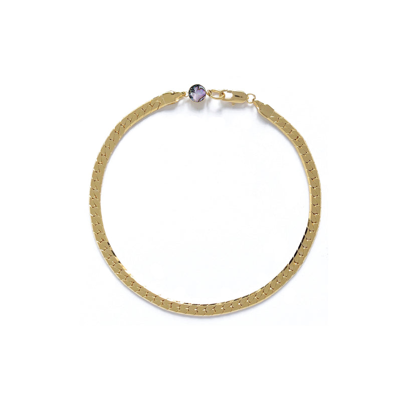 Lady Grey Jewelry Herringbone Bracelet in Gold with Abalone