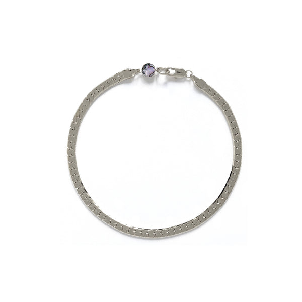 Herringbone Bracelet/Anklet in Rhodium