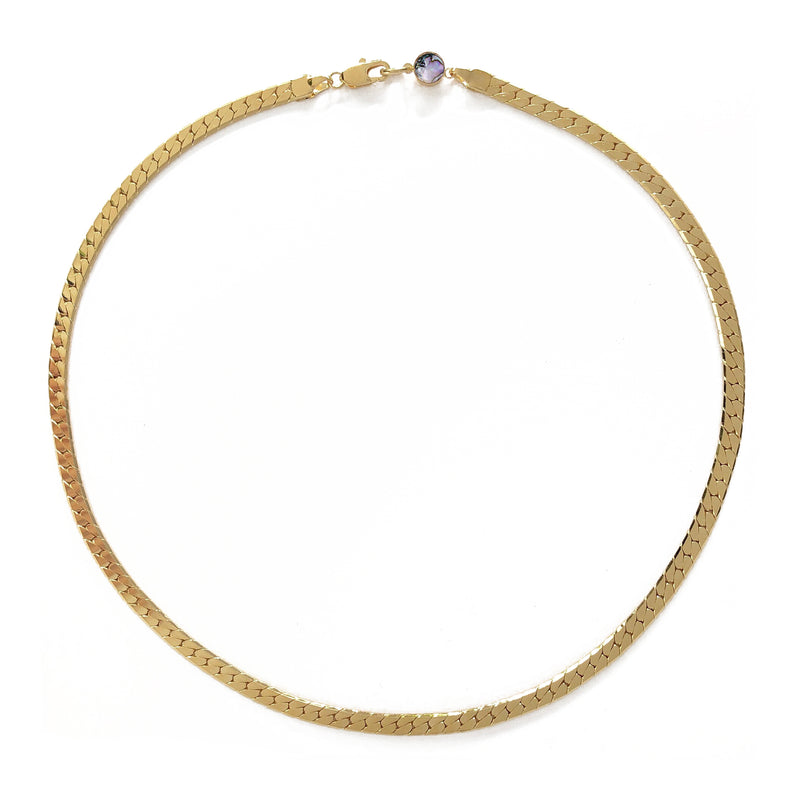 Lady Grey Jewelry Herringbone Necklace in Gold with Abalone