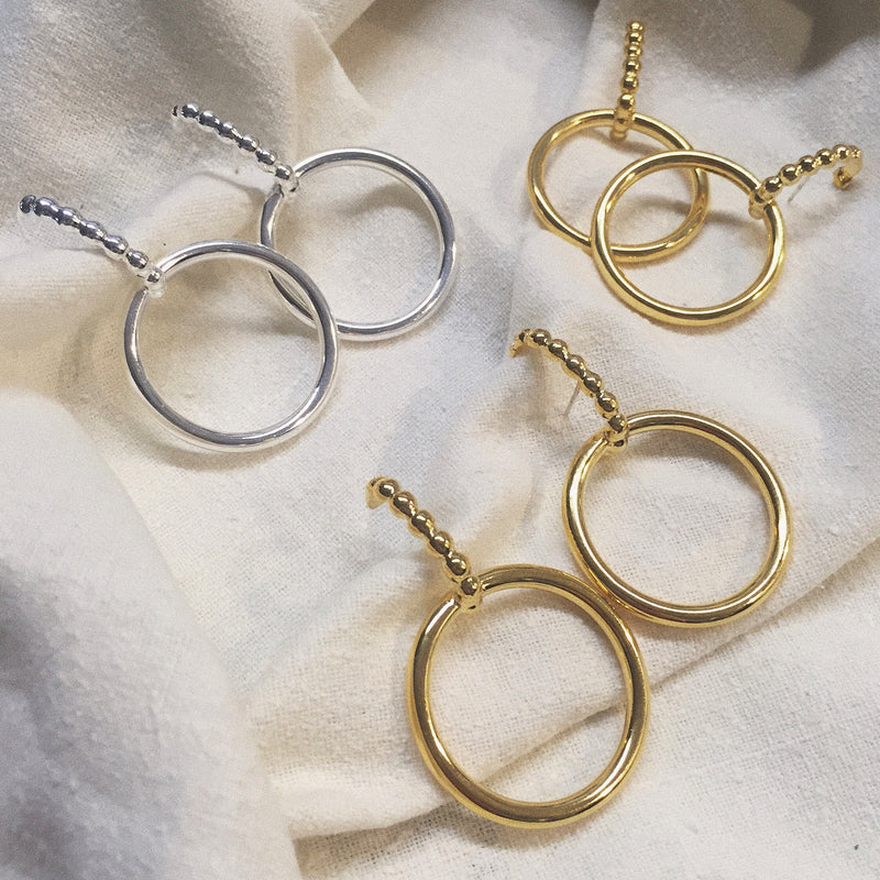 Pearled Intersect Earring in Gold