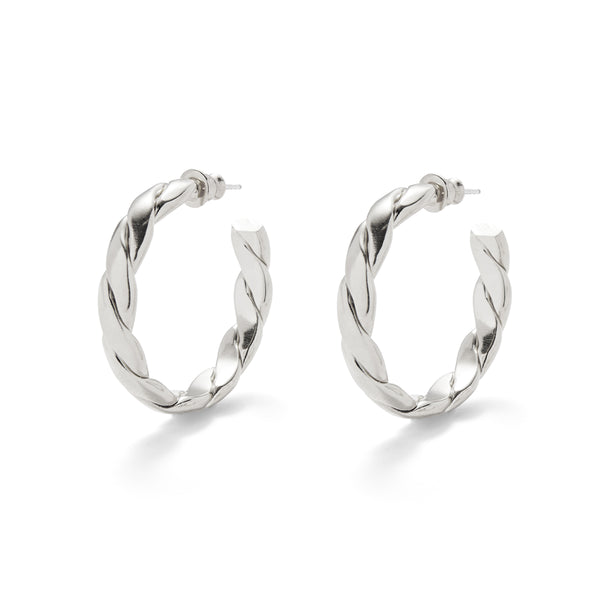 Lady Grey Braid Hoops in Silver