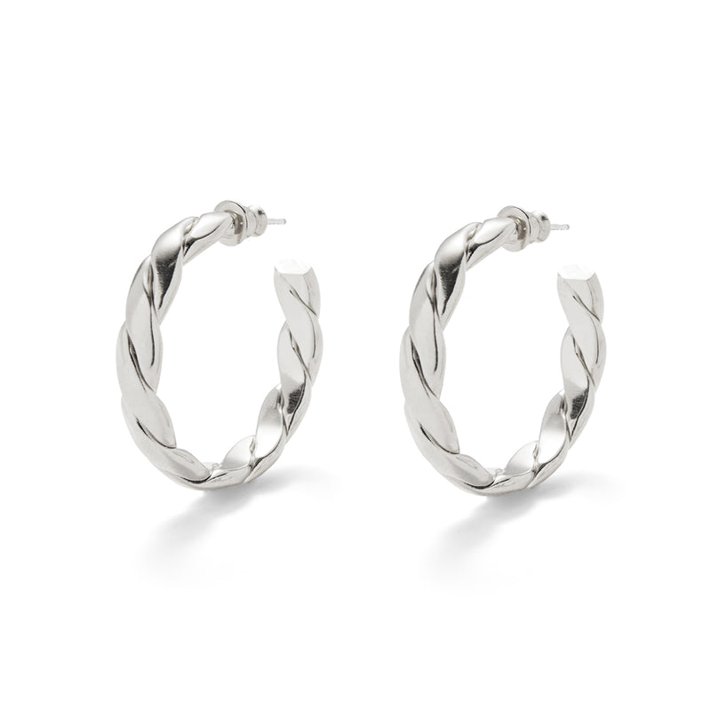 Lady Grey Braid Hoops in Silver