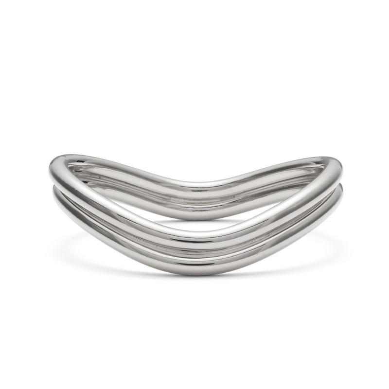 Double Wave Bangle in Silver