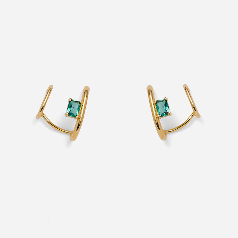 Lady Grey Duo Ear Cuff with Green Quartz in Gold