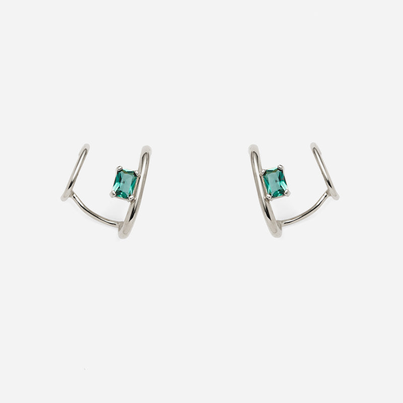 Lady Grey Duo Ear Cuff with Green Quartz in Silver