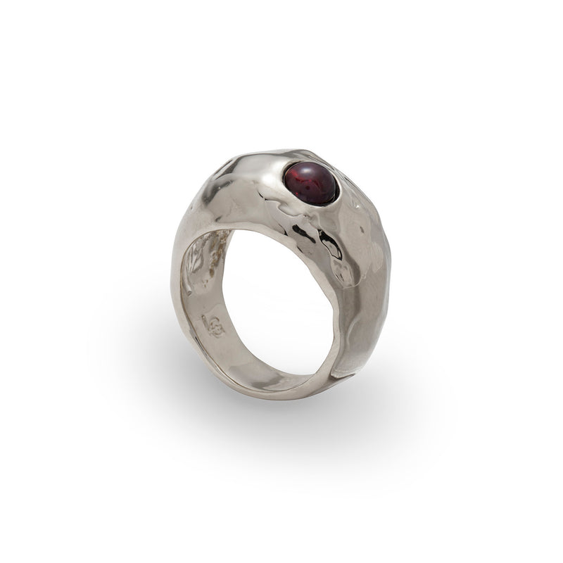 Garnet Rock Ring in Silver