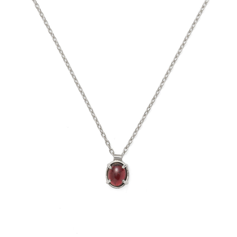 Round-Cut Garnet Necklace & Stud Earrings Gift Set Sterling Silver 18