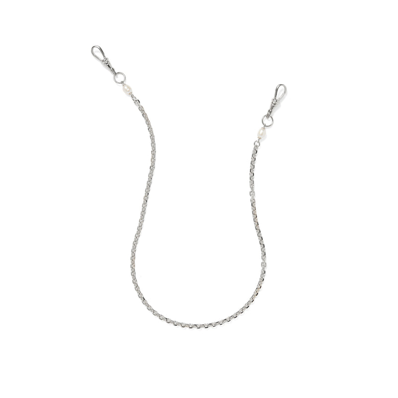  Lady Grey Mini Pearl Mask Chain in Rhodium
