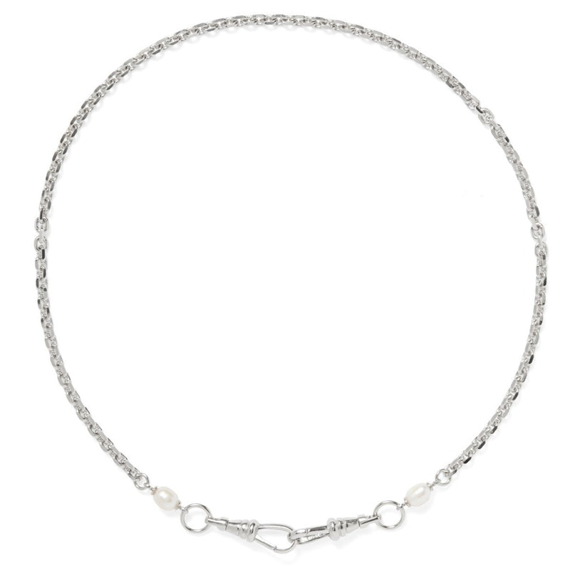  Lady Grey Mini Pearl Mask Chain in Rhodium