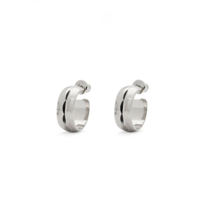 Navette Diamond Cut Hoop in Silver