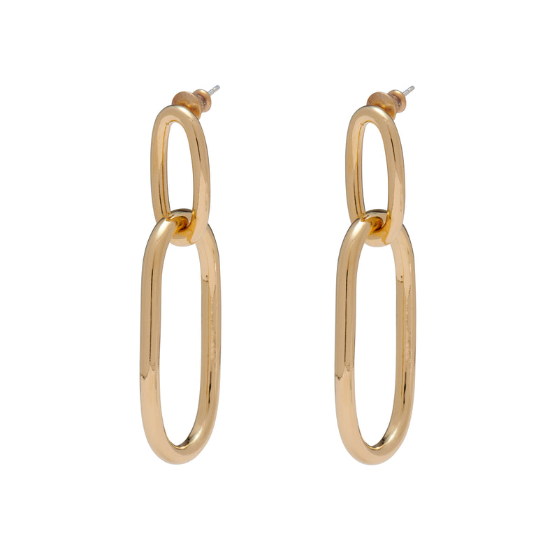 Ovoid Link Earring in Gold