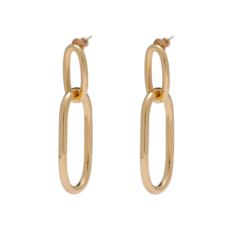 Ovoid Link Earring in Gold