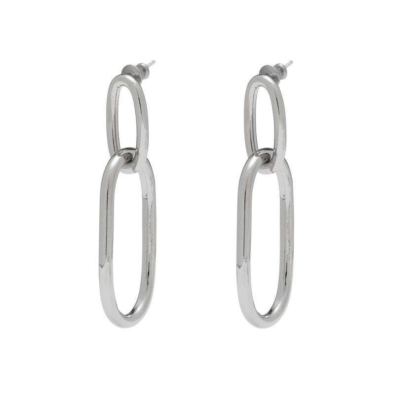 Ovoid Link Earring in Silver