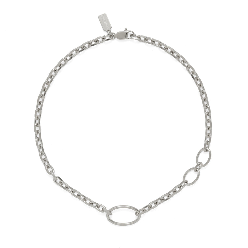 Lady Grey Jewelry Oval Link Necklace in Rhodium