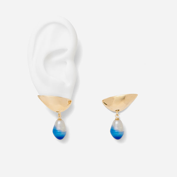 Glazed Pearl Lobe Earring in Gold