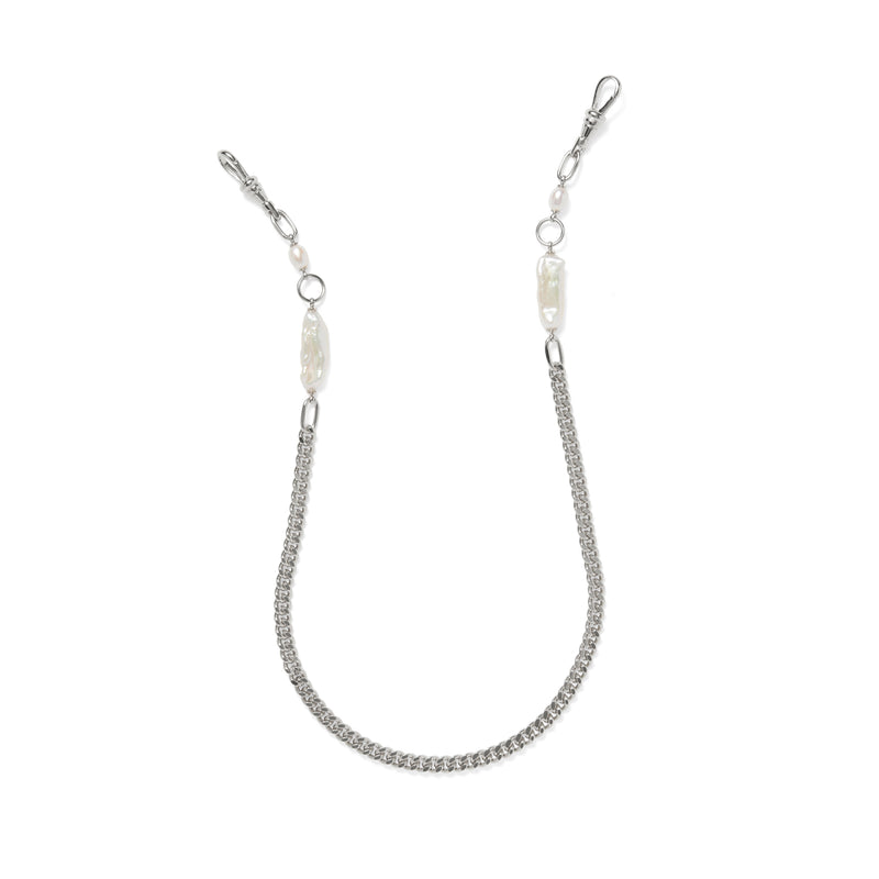 Lady Grey Pearl Collage Mask Chain in Rhodium