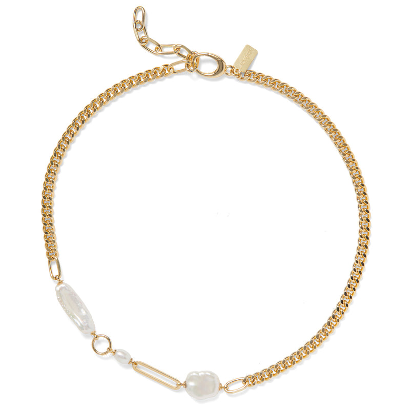 Pearl Collage Necklace in Gold
