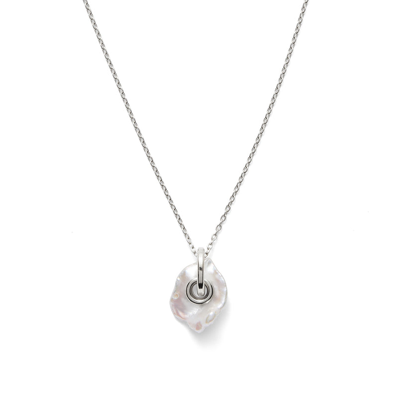 Lady Grey Pearl Eyelet Necklace in Silver