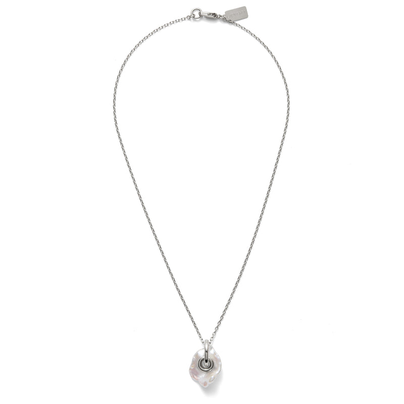 Lady Grey Pearl Eyelet Necklace in Silver