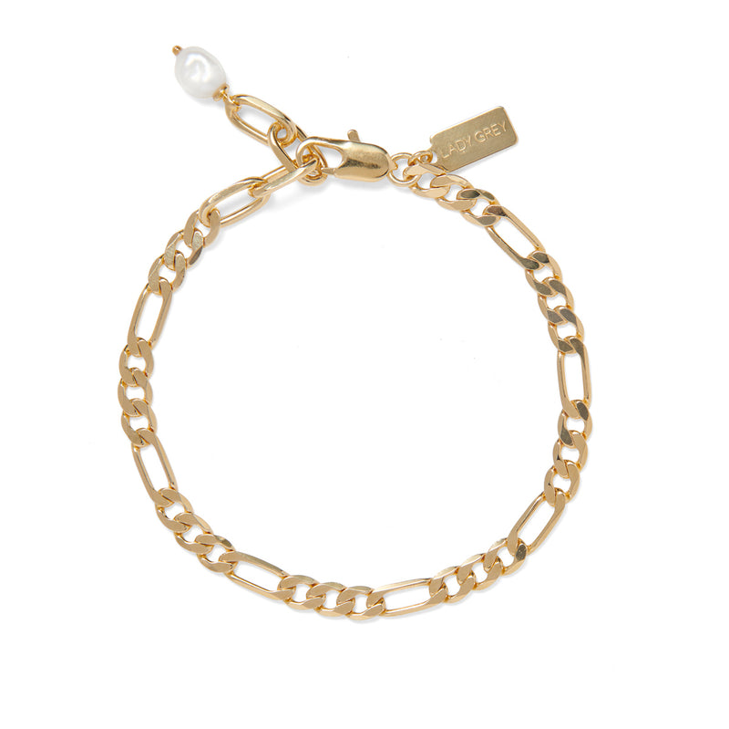 Pearl Figaro Bracelet in Gold