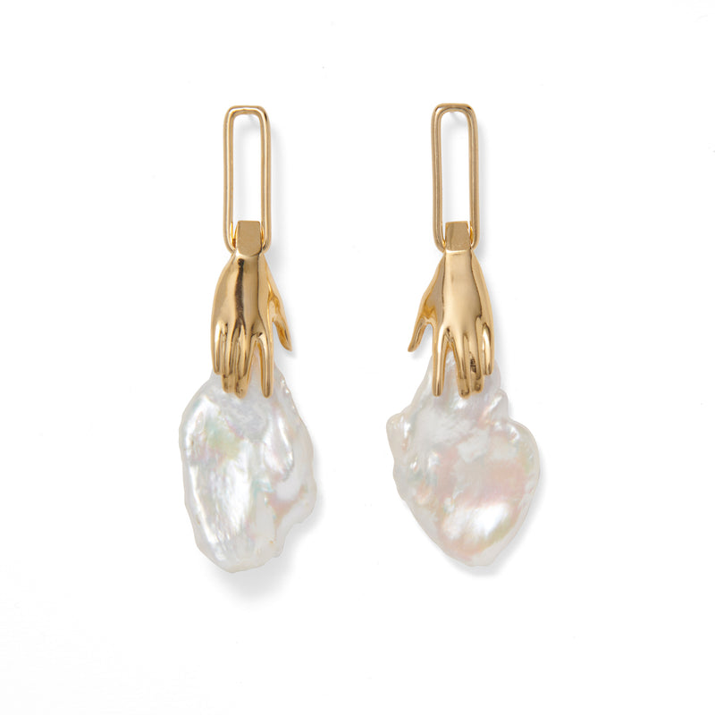 Pearl Hand Earring in Gold