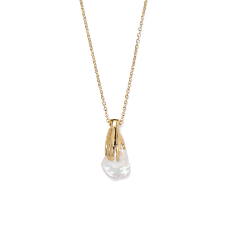 Pearl Hand Necklace in Gold