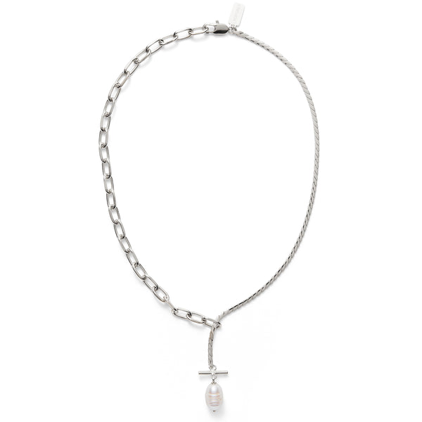 Lady Grey Pearl Toggle Necklace in Silver