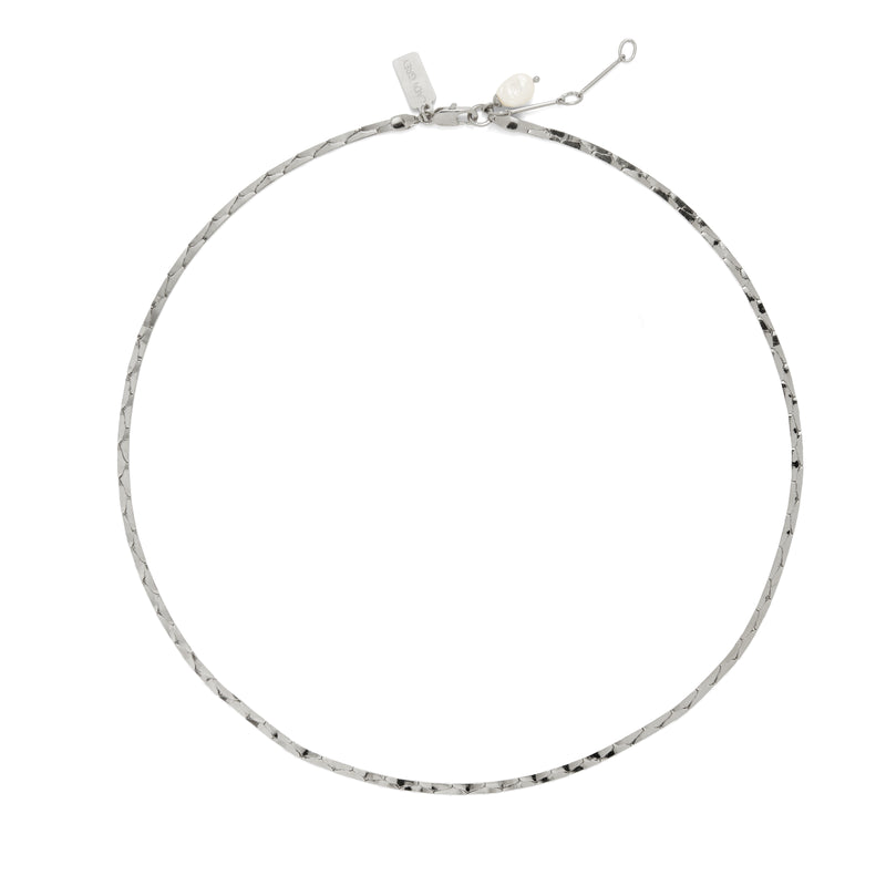 Lady Grey Jewelry Pearl Cobra Necklace in Rhodium