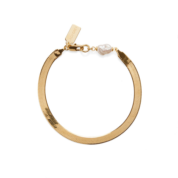 Pearl Herringbone Bracelet/Anklet in Gold