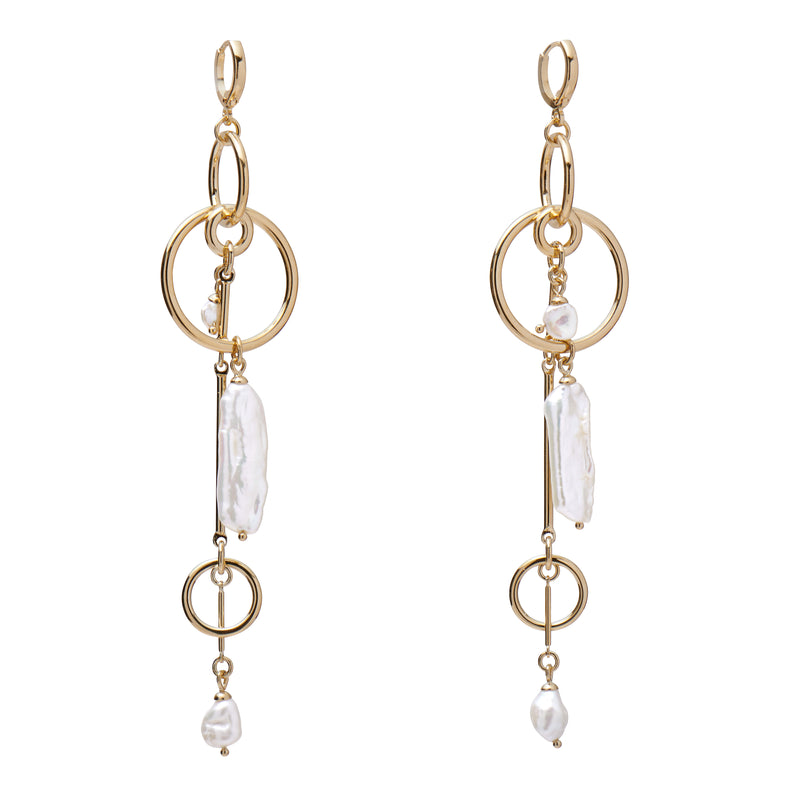 Lady Grey Jewelry Pearl Mobile Earring in Gold