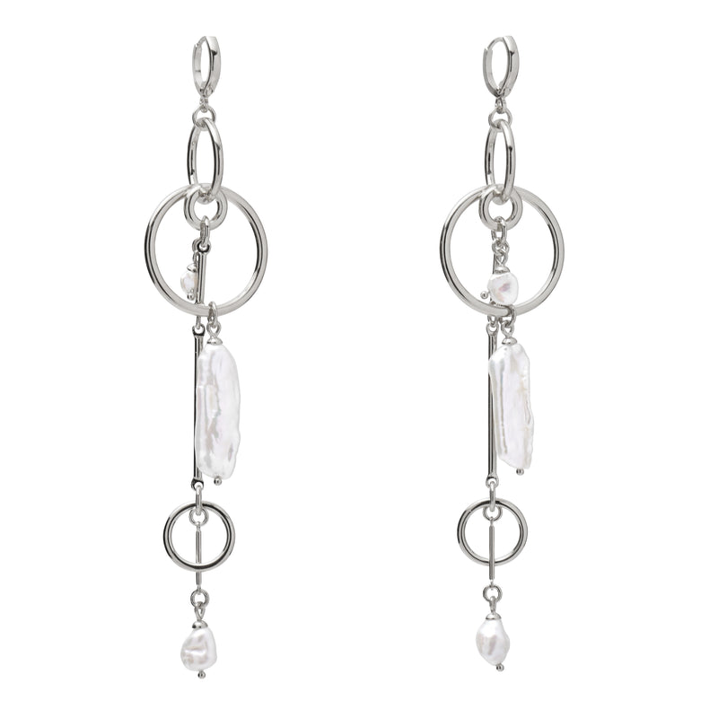 Lady Grey Jewelry Pearl Mobile Earring in Rhodium