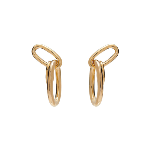Lady Grey Slant Hoops in Gold